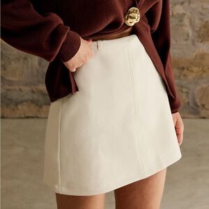 Commense Women's Cream A-Line Mini Skirt